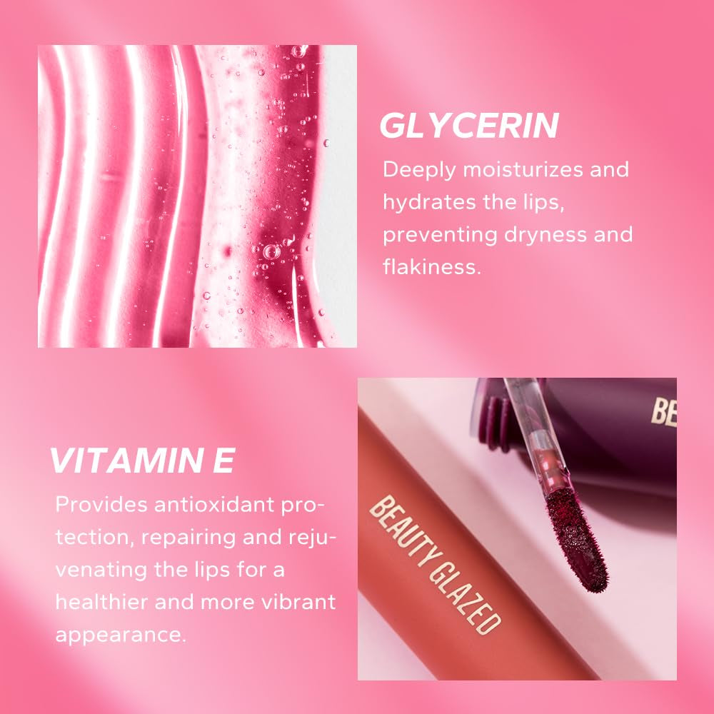 Hydrating Lip Care Lip Tint, Moisturizing Lip Oil,Shiny Lip Glow Vegan Plumping Lip Gloss for Dry Lips (105, Travel Size)