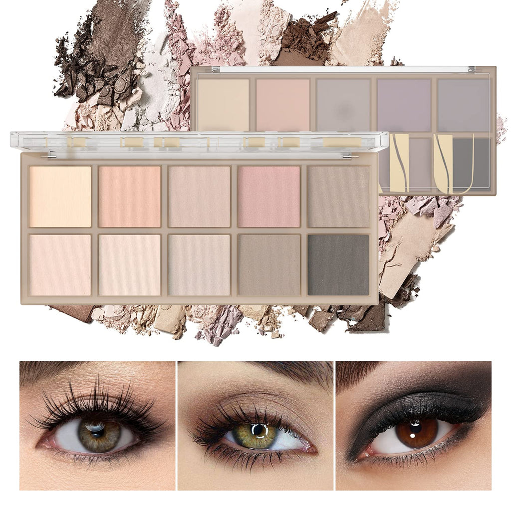 10 Colors Eyeshadow Palette, Gray Taupe Brown Matte Eye Shadow Makeup, Neutral Smokey, High Pigmented, Naturing-Looking, Long Lasting High Pigment Nude Eyeshadow for Older Women(Cement)