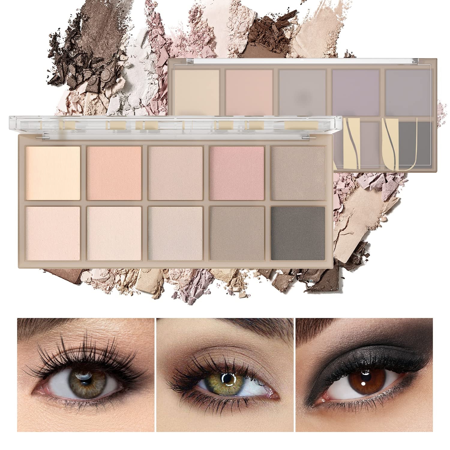10 Colors Eyeshadow Palette, Gray Taupe Brown Matte Eye Shadow Makeup, Neutral Smokey, High Pigmented, Naturing-Looking, Long Lasting High Pigment Nude Eyeshadow for Older Women(Cement)