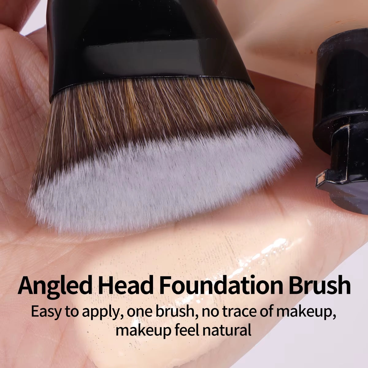 4Pcs Main Makeup Brushes Set Flat Top Foundation Brushes Angled Contoured Brush Dense Bristle Face Makeup Tool for Beauty