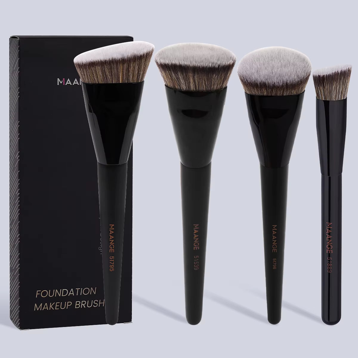 4Pcs Main Makeup Brushes Set Flat Top Foundation Brushes Angled Contoured Brush Dense Bristle Face Makeup Tool for Beauty