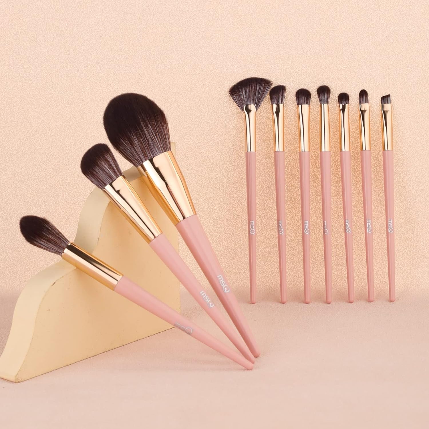 Make up Brushes 10Pcs Makeup Brush Set Foundation Brush Blending Brush (Pink)