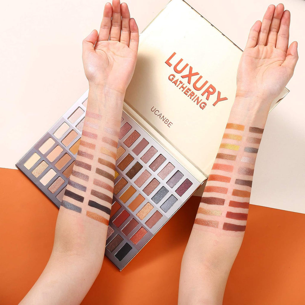 Luxury Gathering Neutral Eyeshadow Makeup Palette, Naked Shimmer Matte Metallic Glitter Subtle Eyes Shadow,High Pigmented Nudes Creamy Smokey Pallet Set