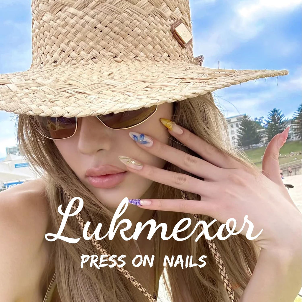 Spring French Press on Nails Medium Square White Fake Nails 3D Pink Flower Nail Press Ons with Gold Pearl Design Gold Nail Tip False Nails Summer Stick on Nails Full Cover Glue on Nail for Women