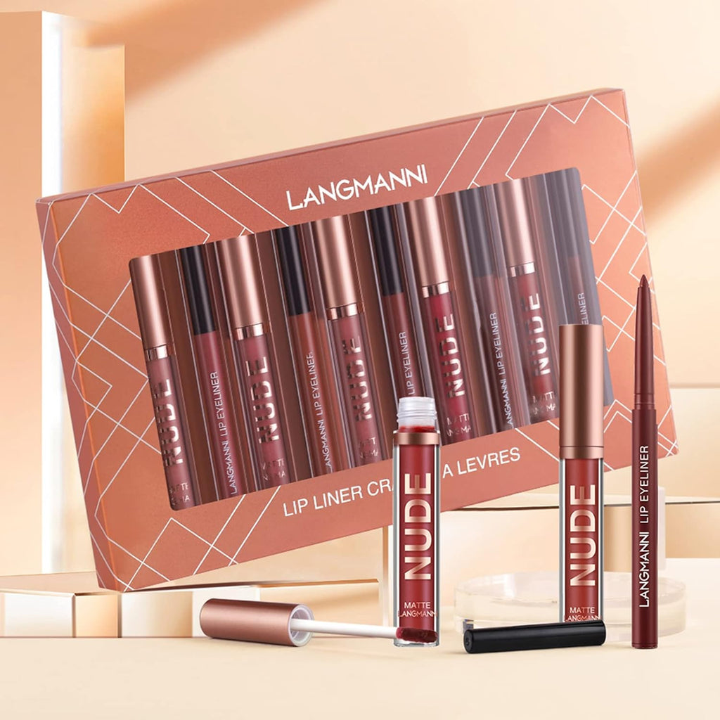 Ultimate Matte Lipstick & Lipliner Set - 6 Long-Lasting, Waterproof Shades for Perfectly Pigmented Lips 
