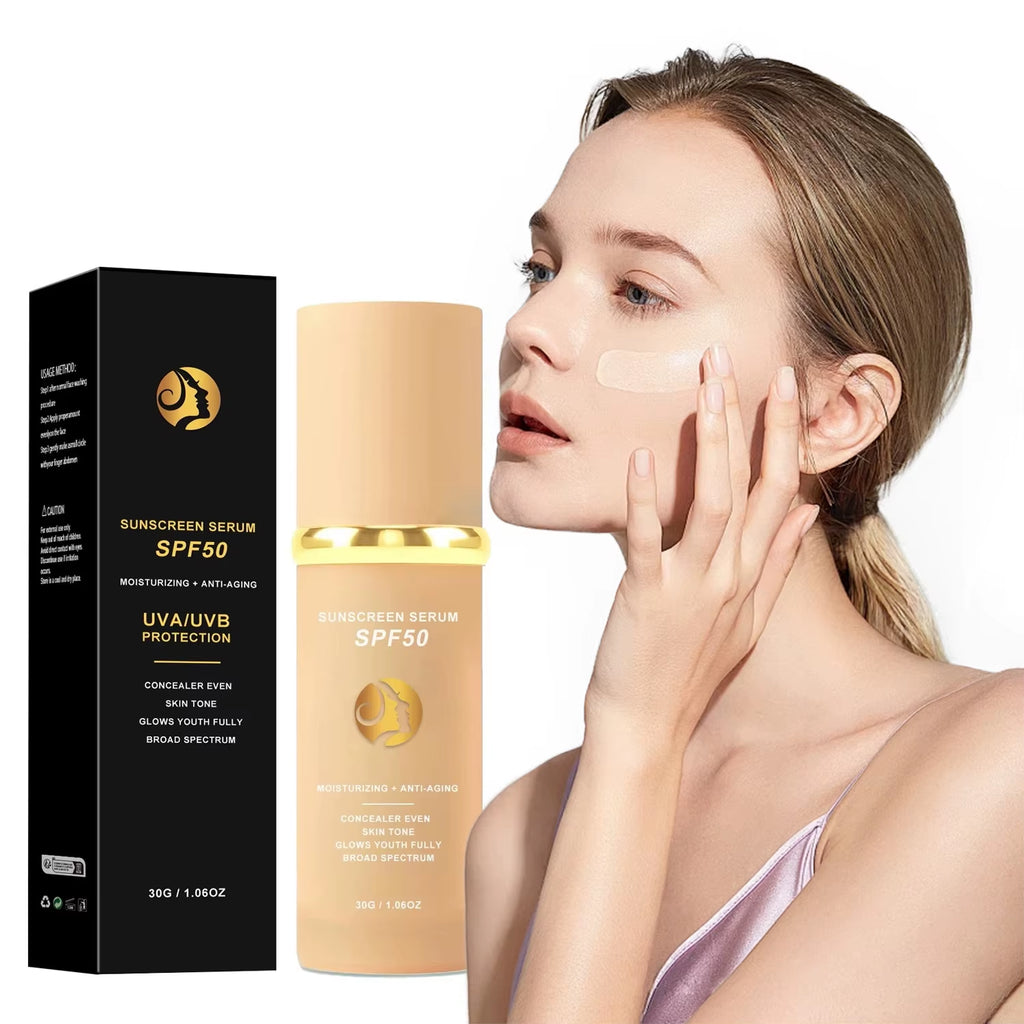 4-in-1 Foundation Liquid Makeup with SPF 50: Hydrating Full Coverage Concealer and Sunscreen Serum