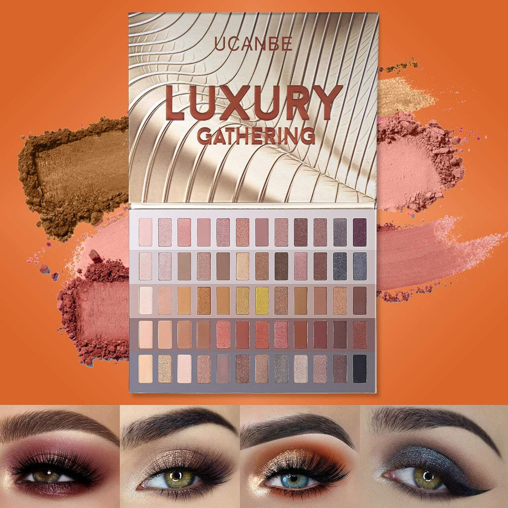 Luxury Gathering Neutral Eyeshadow Makeup Palette, Naked Shimmer Matte Metallic Glitter Subtle Eyes Shadow,High Pigmented Nudes Creamy Smokey Pallet Set