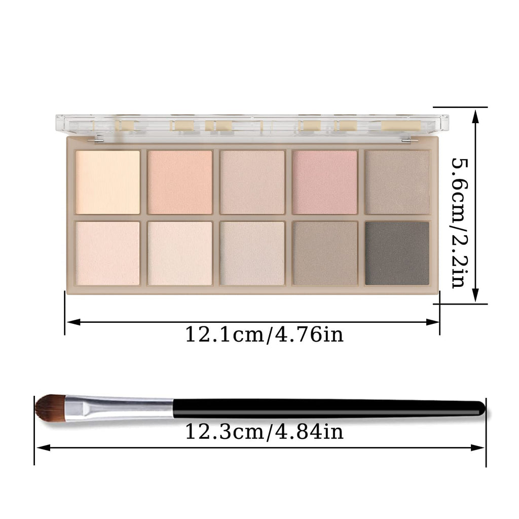 10 Colors Eyeshadow Palette, Gray Taupe Brown Matte Eye Shadow Makeup, Neutral Smokey, High Pigmented, Naturing-Looking, Long Lasting High Pigment Nude Eyeshadow for Older Women(Cement)