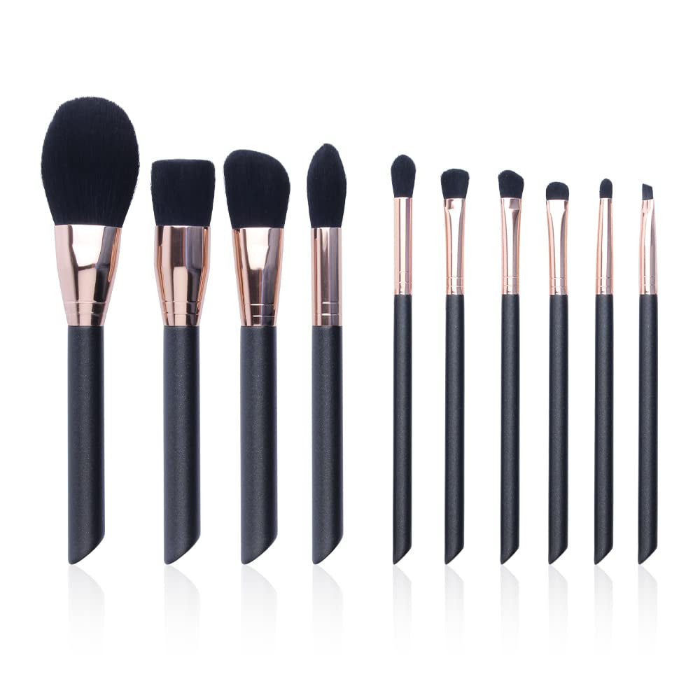 Makeup Brush Set 10 PCS, Eye Makeup Brushes, Lip Brush, Face Brush Set, Foundation Brush Set, Make up Brushes Tool Kit - Black