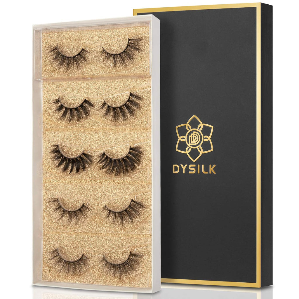 DYSILK Wimpern Lashes Künstliche Wimpern -Fake Lashes Falsche Wimpern 5 Paare 6D Falsche Wimpern Extensions Sets Eyelashes Natürlich Wiederverwendbar | 005- (15Mm-18Mm)