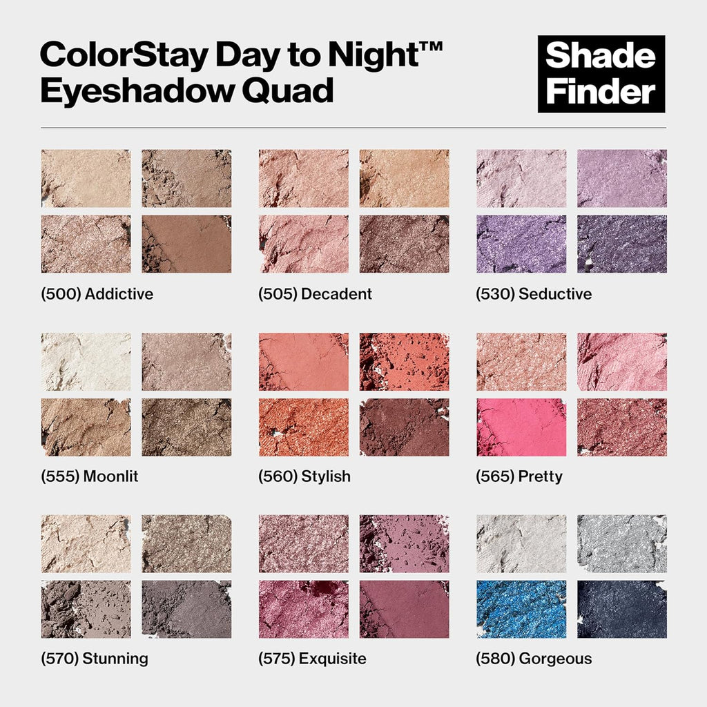 Eyeshadow Palette by , Colorstay Day to Night up to 24 Hour Eye Makeup, Velvety Pigmented Blendable Matte & Shimmer Finishes, 555 Moonlit, 0.16 Oz, 555 Moonlit, 0.16 Oz